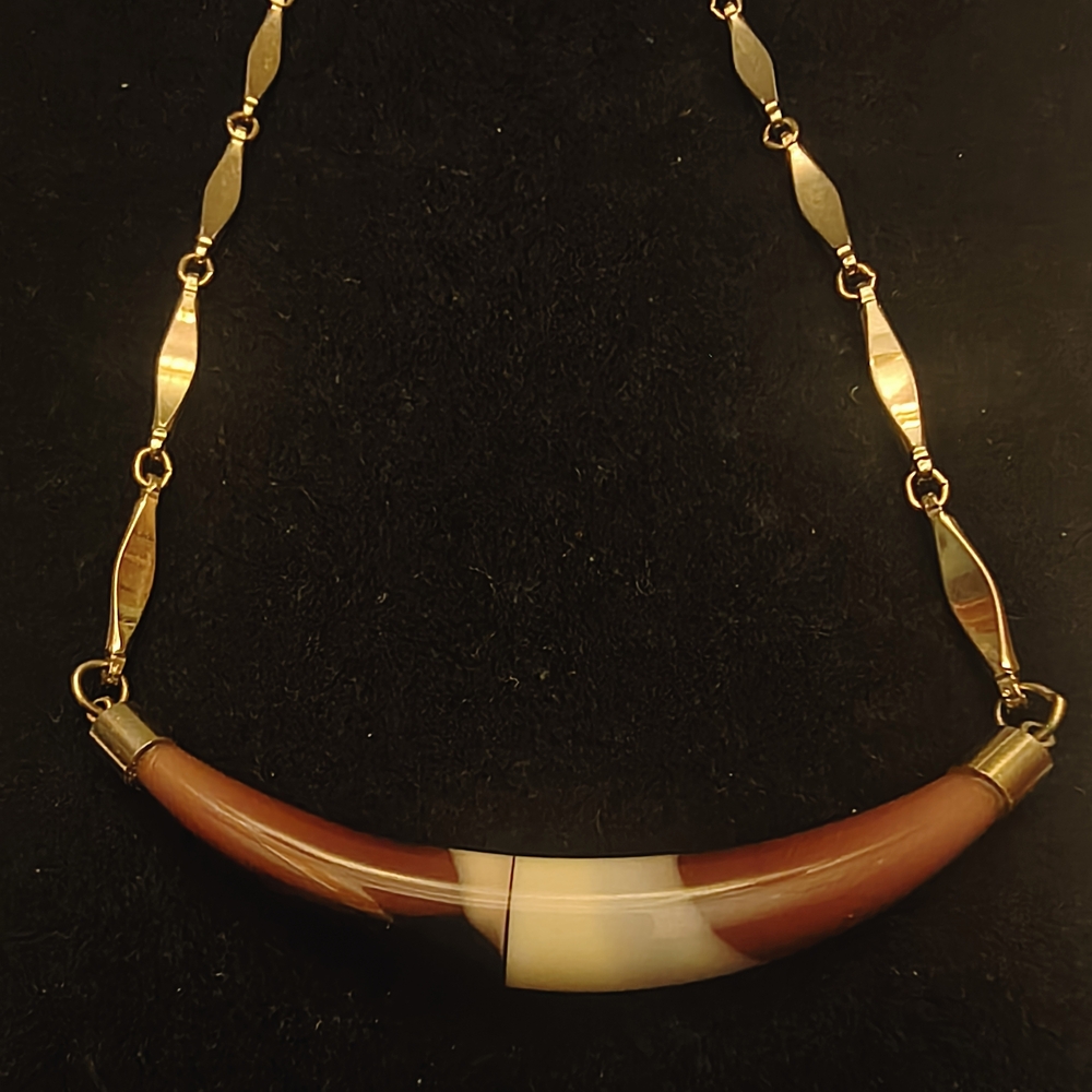 Chic Collarbone Chain retro Snake Bone Gold and Brown Necklace